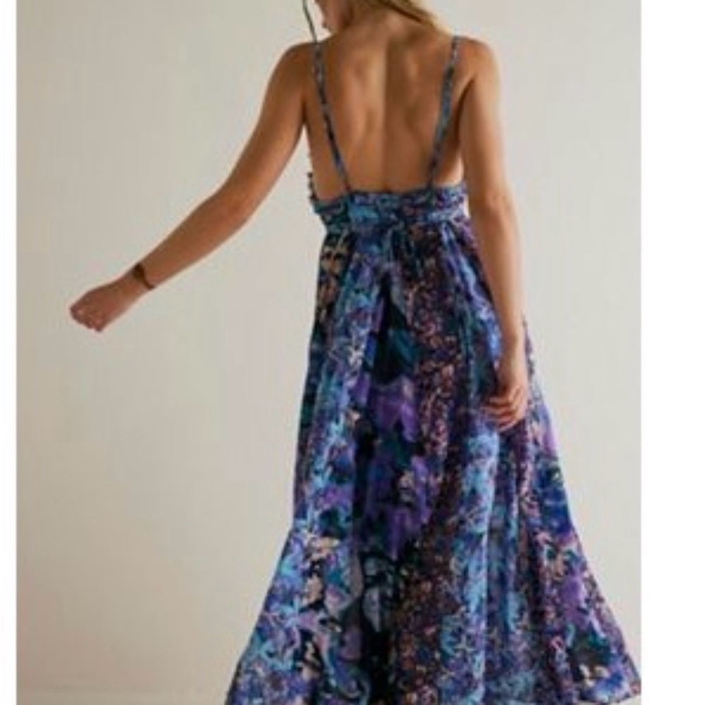 FP Movement by Free People Purple Floral Backless Dress